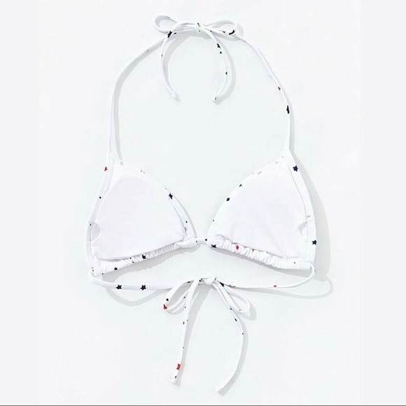 Star Print String Bikini Top Swim Patriotic - Picture 3 of 4